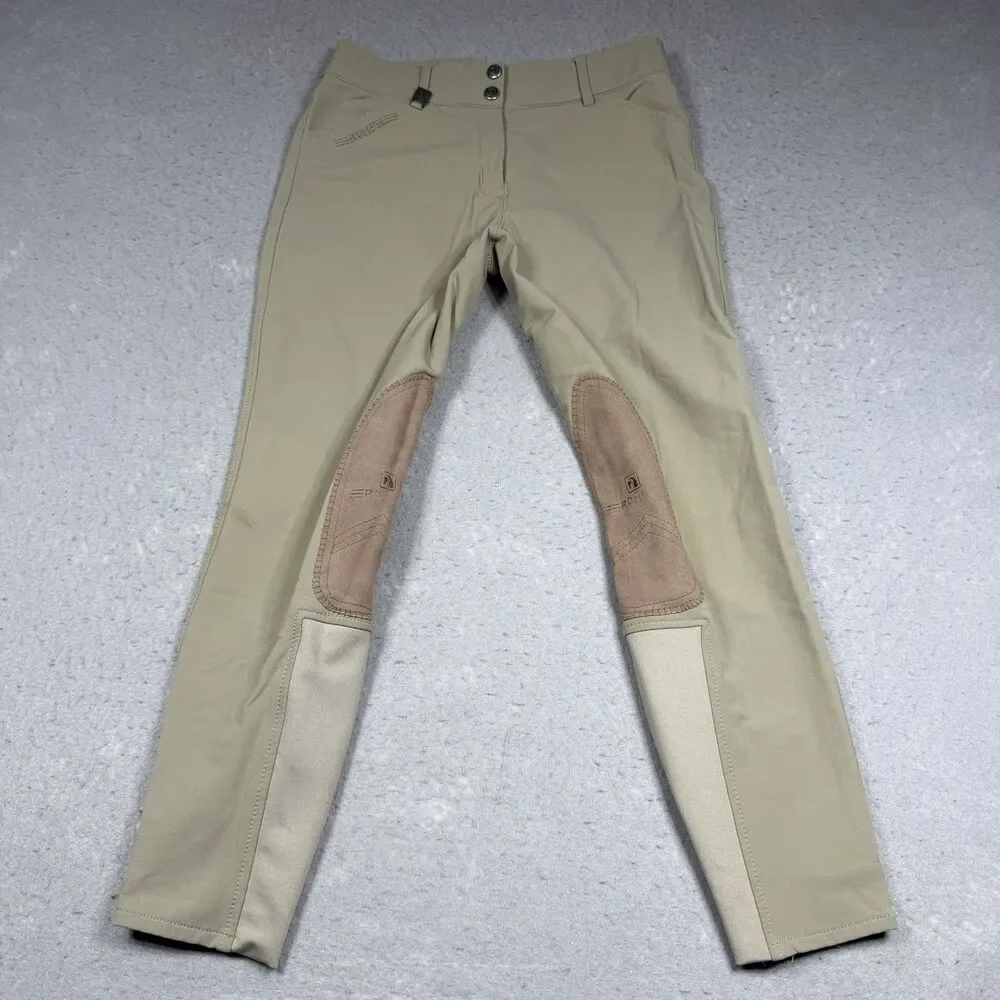 Romfh Child’s Knee Patch Equestrian Riding Breeches Girl’s Size 16 Tan Khaki